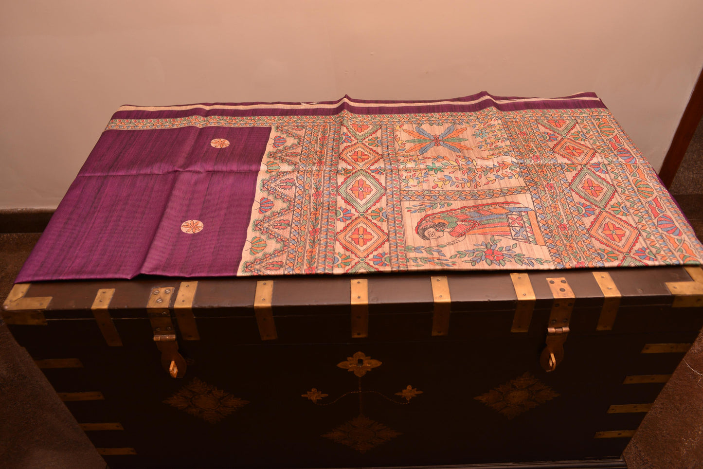 Madhubani Print On Semi Tussar Silk Saree