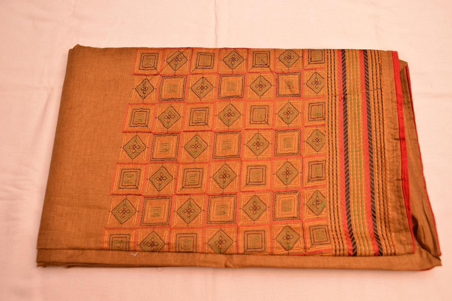 Semi Tussar with Kantha work