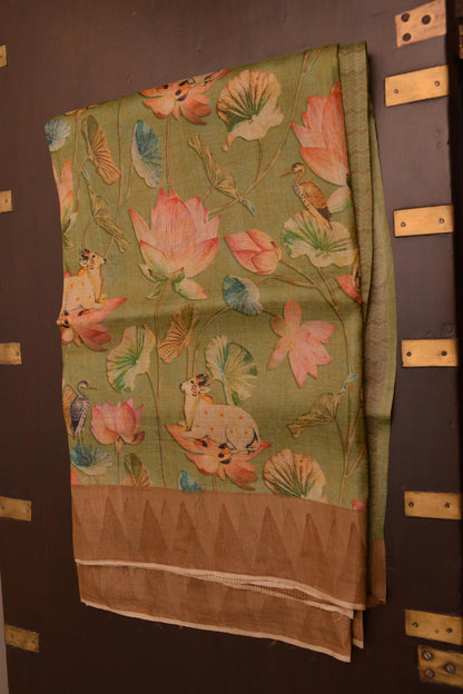 Tussar Silk Pichwai Printed Sarees